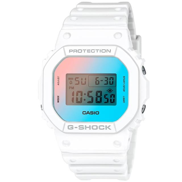 【CASIO 卡西歐】卡西歐G-SHOCK 寧靜海灘電子錶-白(DW-5600TL-7 台灣公司貨)