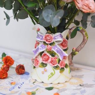 【Function art 藝術瓷】柔情玫瑰 陶瓷玫瑰造型水罐／花瓶／花器