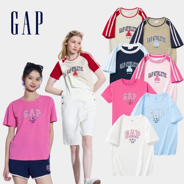 【GAP】女裝 Logo小熊印花圓領短袖T恤 親膚系列-海軍藍(465242)