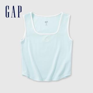 【GAP】女裝 Logo方領針織背心 女友T系列-藍色(465243)