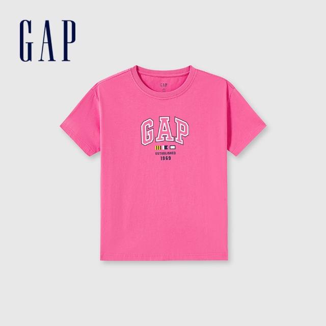 【GAP】女裝 Logo純棉印花圓領短袖T恤 親膚系列-粉紅色(465249)