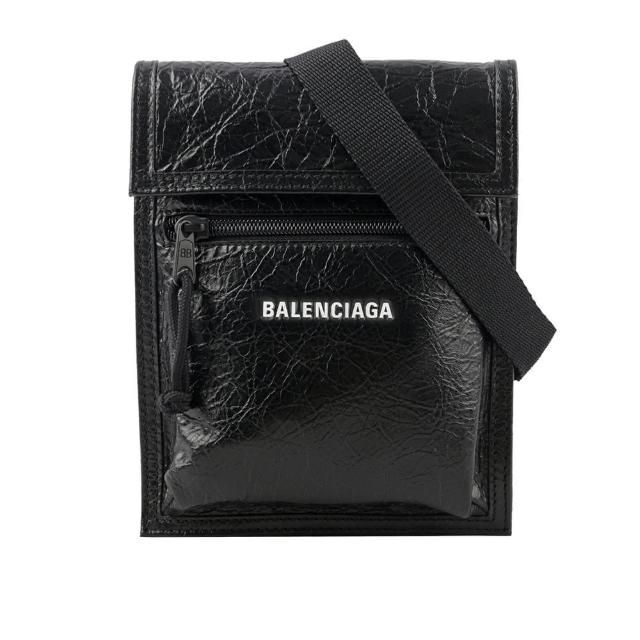 【Balenciaga 巴黎世家】Explorer 小羊皮小型斜背包(黑色)
