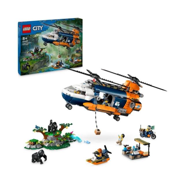 【LEGO 樂高】城市系列 60437 基地營的叢林探險家直升機(玩具飛機 DIY積木 創意力遊戲 禮物)