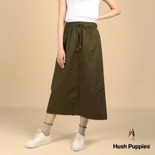 【Hush Puppies】女裝 長裙 休閒素色漁夫帽狗貼袋長裙(軍綠 / 43223103)