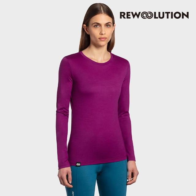 【Rewoolution】女BERRY 140g長袖T恤 [梅洛紅]WC71107(羊毛衣 長袖T恤 登山必備 吸濕排汗)