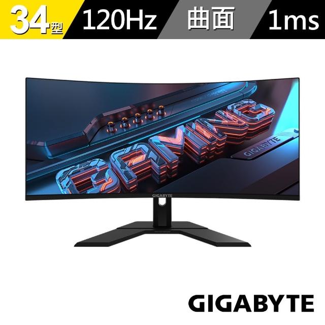 【GIGABYTE 技嘉】GS34WQC 34型 VA 120Hz曲面電競螢幕(1500R/HDR/DP/HDMI2.0)