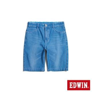 【EDWIN】男裝 冰河玉 迦績JERSEYS 合身丹寧短褲(拔淺藍)