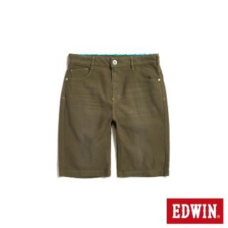 【EDWIN】男裝 冰河玉 迦績JERSEYS 合身丹寧短褲(墨綠色)