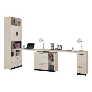 【BODEN】曼珊10尺多功能伸縮書櫃+雙人書桌/書櫃型工作桌組合(E款)