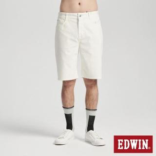 【EDWIN】男裝 冰河玉斜紋 迦績JERSEYS 寬丹寧短褲(白色)