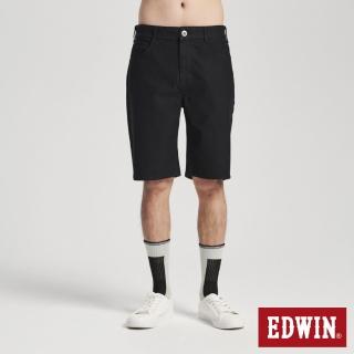 【EDWIN】男裝 冰河玉斜紋 迦績JERSEYS 寬丹寧短褲(黑色)