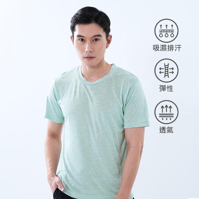 【遊遍天下】MIT台灣製男款透氣吸排抗UV速乾運動圓領衫 綠色(S-5L 大尺碼)
