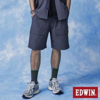 【EDWIN】男裝 橘標 涼感機能寬版短褲(暗灰色)