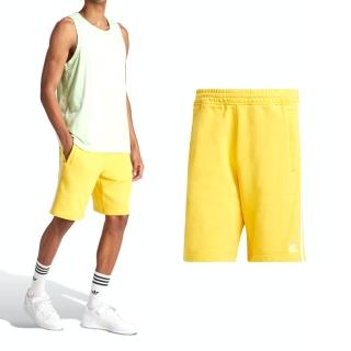【adidas 愛迪達】3-Stripe Short 男款 黃色 運動 休閒 短褲 IS0616