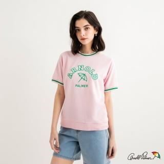 【Arnold Palmer 雨傘】女裝-撞色滾邊網眼短袖圓領衫(粉色)
