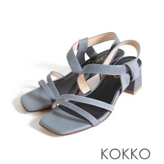 【KOKKO 集團】時髦簡約線條感方頭涼鞋(牛仔藍)