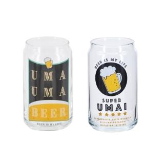 【YU Living 信歐傢居】日本進口 喝一杯造型玻璃啤酒杯 360ML(2色任選/黑.黃色/水杯)
