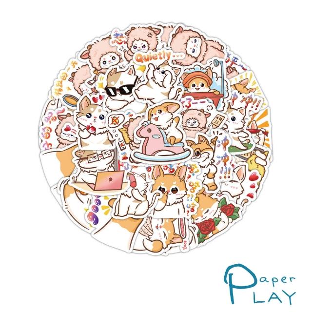 【Paper Play】創意多用途防水貼紙-可愛動物趣味搞怪表情 60枚入(防水貼紙 行李箱貼紙 手機貼紙 水壺貼紙)