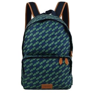 【KENZO】經典滿版LOGO印花休閒旅用包後背包(深藍/綠 大款)