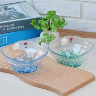 【YU Living 信歐傢居】日本進口 津輕手工玻璃碗 300ml(2色任選/藍.綠色/餐碗 沙拉碗 餐廚用品)