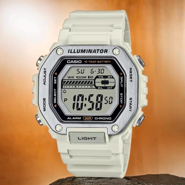 【CASIO 卡西歐】學生錶 10年電力金屬風計時手錶(MWD-110H-8AV)