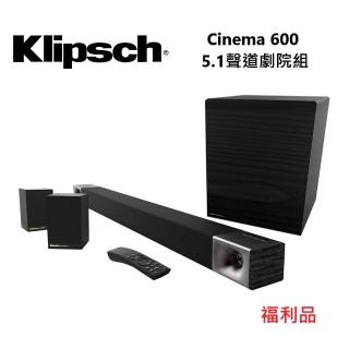 【Klipsch】古力奇 5.1聲道劇院組(Cinema 600 SoundBar + Surround 3 福利品)