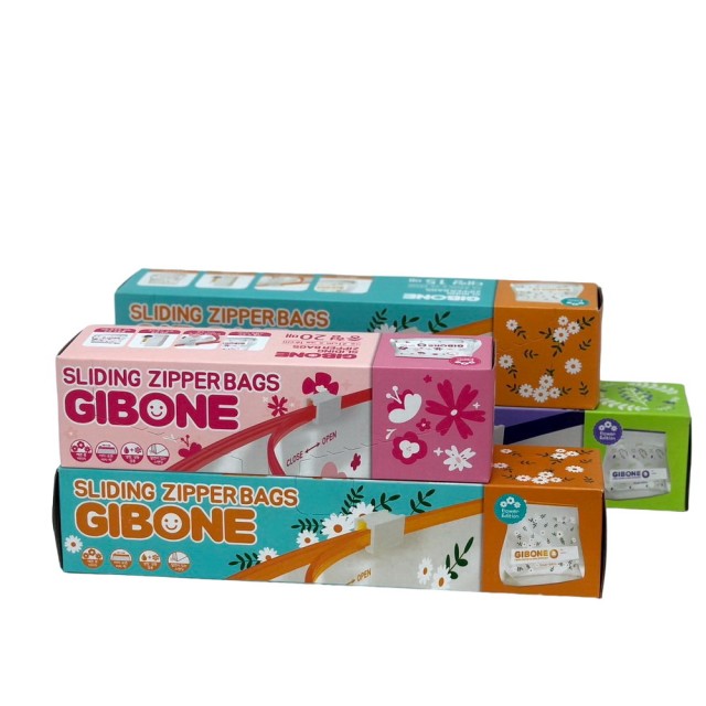 【韓國GIBONE】可愛花朵拉鍊式立體保鮮夾鏈袋(4盒組:M號*1盒+L號*2盒+XL號*1盒)
