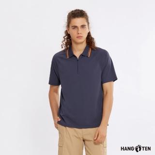 【Hang Ten】男裝-恆溫多功能-3M吸濕快乾涼爽尼龍素面短袖POLO衫(石板灰)