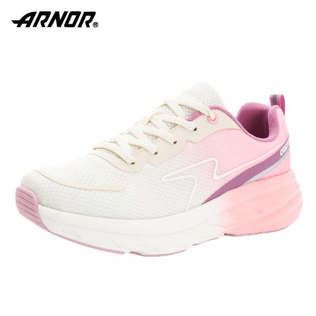 【ARNOR】阿諾-3E寬楦輕量緩震慢跑鞋/女 透氣 增高 緩震 運動 路跑 杏花粉(ARWR42043)