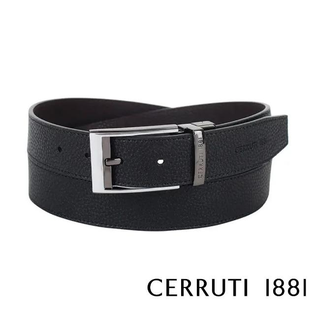 【Cerruti 1881】義大利頂級小牛皮皮帶 CECT06154M(黑色 贈原廠送禮提袋)