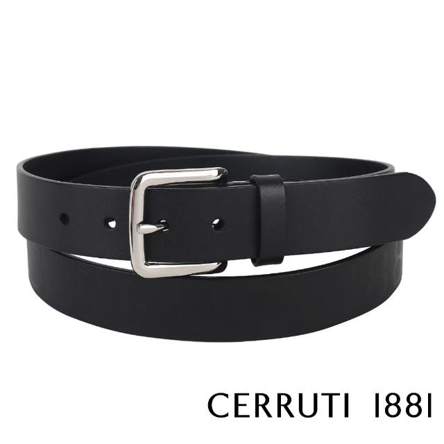 【Cerruti 1881】義大利頂級小牛皮皮帶(黑色 CECU06064M)