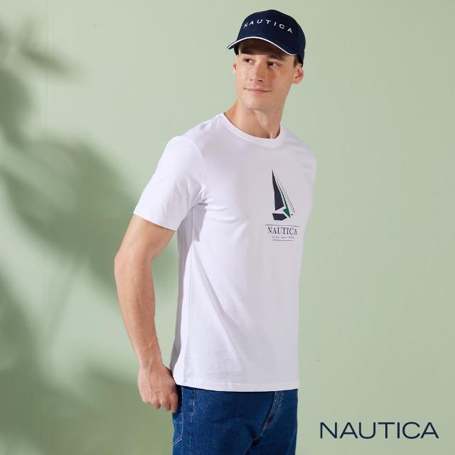 【NAUTICA】男裝 品牌LOGO帆船圖騰短袖T恤(白色)