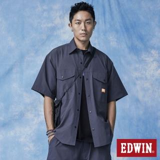 【EDWIN】男裝 橘標 涼感機能寬版短袖襯衫(暗灰色)