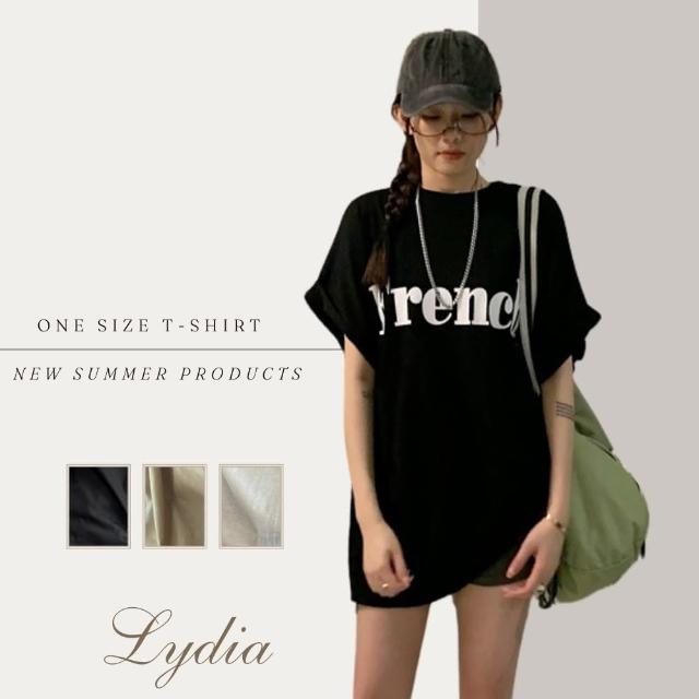 【Lydia】現貨 短袖上衣 落肩甜酷寬鬆T恤 字母印花設計(白、綠、黑 Free)
