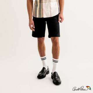 【Arnold Palmer 雨傘】男裝-輕薄透氣酷絲棉休閒短褲(黑色)