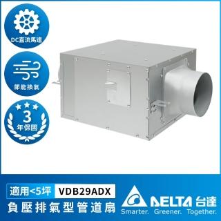【台達電子】負壓排氣型管道扇 DC馬達 超靜音 適用5坪 三年保固(VDB29ADXT2)