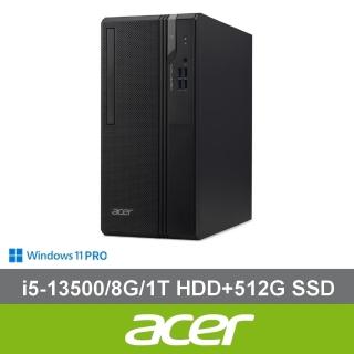 【Acer 宏碁】i5 十四核商用電腦(Veriton S2715G/i5-13500/8G/1T HDD+512G SSD/W11P)