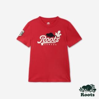 【Roots】Roots 大童- CANADA短袖T恤(紅色)