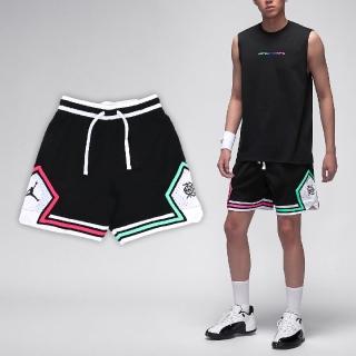 【NIKE 耐吉】短褲 Jordan Shorts 男款 黑 粉 綠 速乾 網眼 抽繩 籃球 運動褲(HF6592-010)