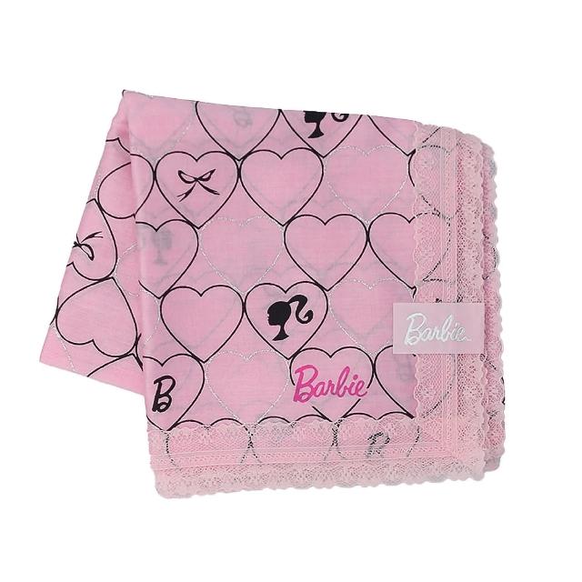【Barbie 芭比】經典Logo蕾絲邊帕領巾(粉色)