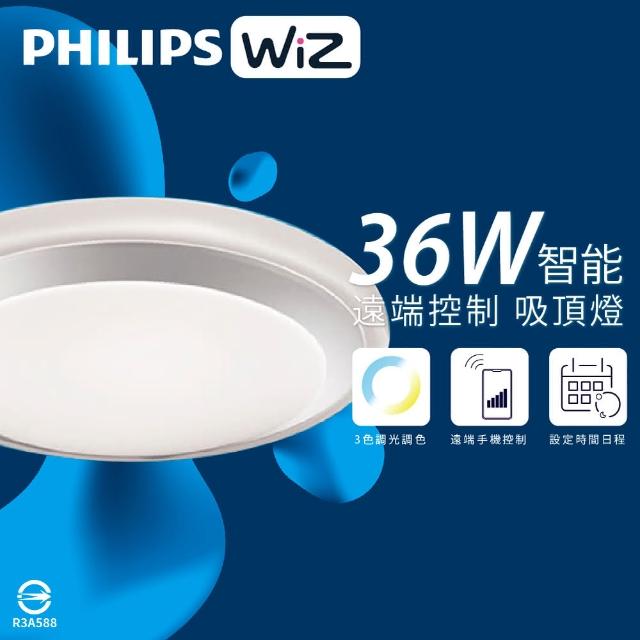 【Philips 飛利浦】LED 36W 調光調色 全電壓 WiZ 慕心智慧照明 霧面銀 智能 LED吸頂燈