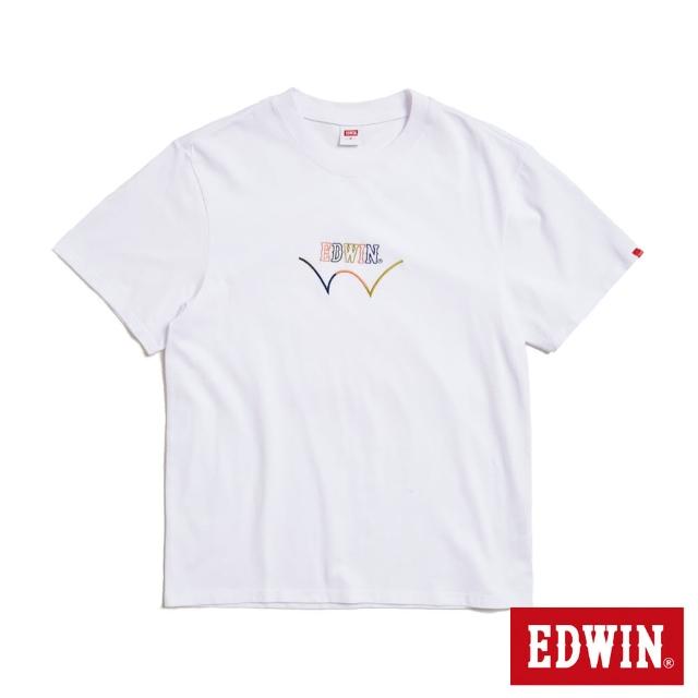【EDWIN】男裝 彩色印花寬版短袖T恤(白色)