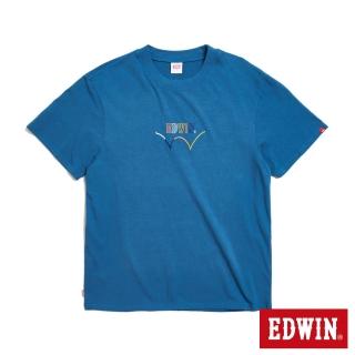 【EDWIN】男裝 彩色印花寬版短袖T恤(灰藍色)