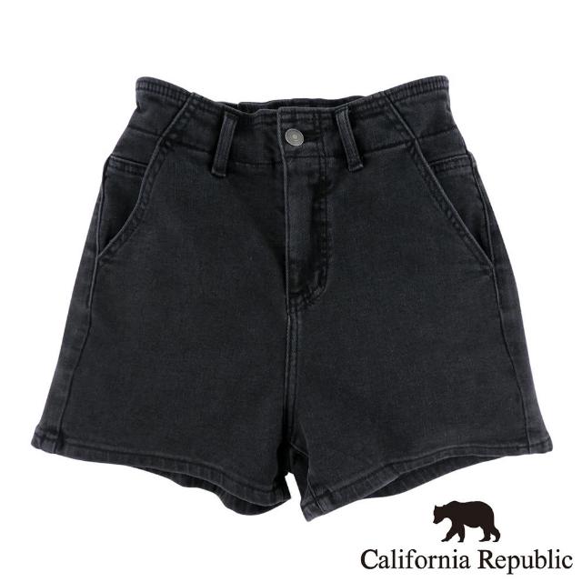 【California Republic】皮標小熊後鬆緊褲頭牛仔短褲(女版)