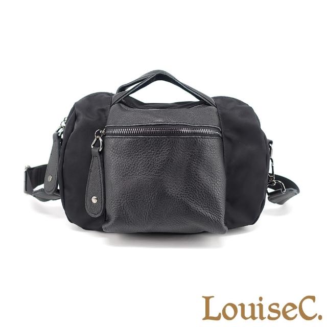 【LouiseC.】Tree House 尼龍+牛皮立體造型口袋手提斜背包-黑色(CC158290-05)