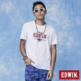 【EDWIN】男裝 BLUE TRIP 大字印花短袖T恤(白色)
