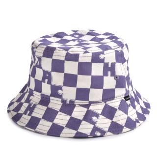 【COACH】英文字母X格紋棉質漁夫帽(紫/白色)