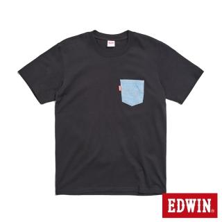 【EDWIN】男裝 再生系列 CORE 環保再生牛仔口袋短袖T恤(黑色)