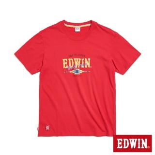 【EDWIN】男裝 BLUE TRIP 大字印花短袖T恤(紅色)