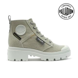 【Palladium】PALLABASE WASHED有機棉拉鍊帆布靴/休閒鞋-女鞋-淺綠(99120-379)